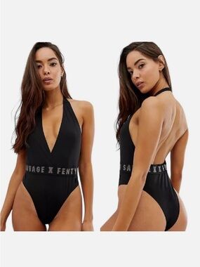 Savage x Fenty Logo Plunge Bodysuit